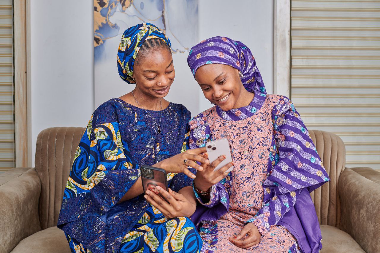 Two women with phone